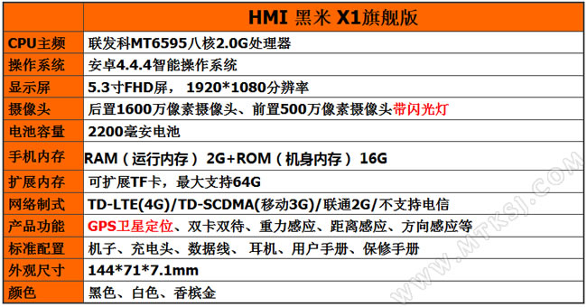 黑米手机X1旗舰版参数