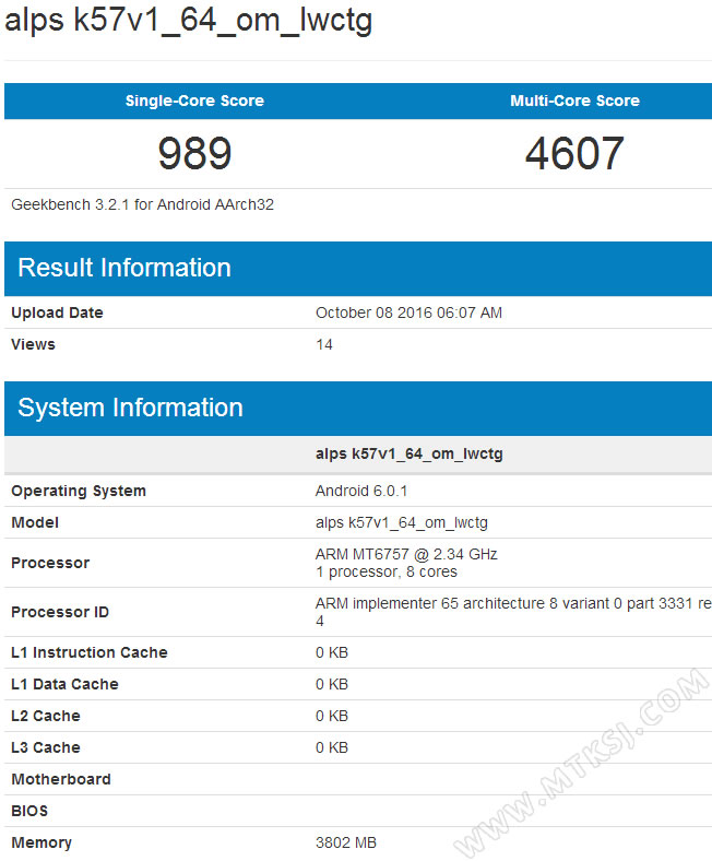 helio P20/MT6757 CPU跑分